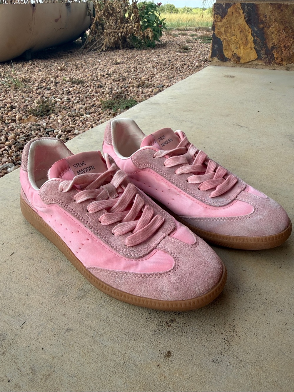 Steve Madden Pink Suede & Leather Low-Top Sneakers